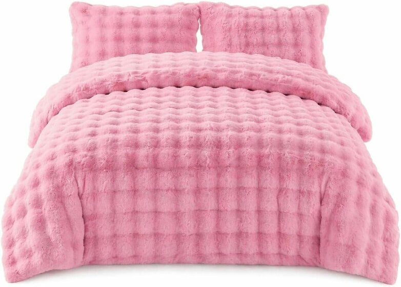 Night Zone Teddy Square Fleece Duvet Cover Set – Ultra Soft Fluffy Plush Bedding