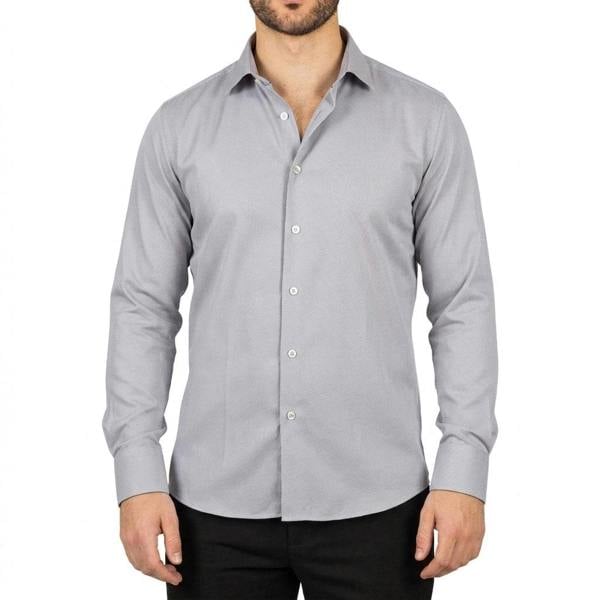 TruClothing Men's Grey Double Cuff Oxford Shirt