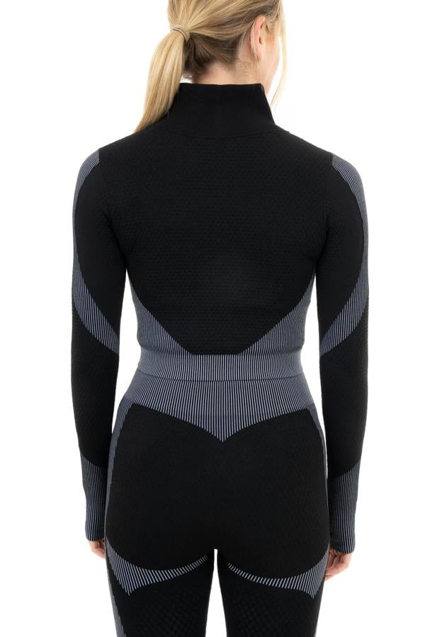 Smart Living Women's Zipper Jacket with Thumb Hole - Black/ Grey