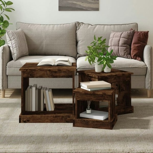 Berkfield Nesting Tables 3 pcs Smoked Oak Engineered Wood