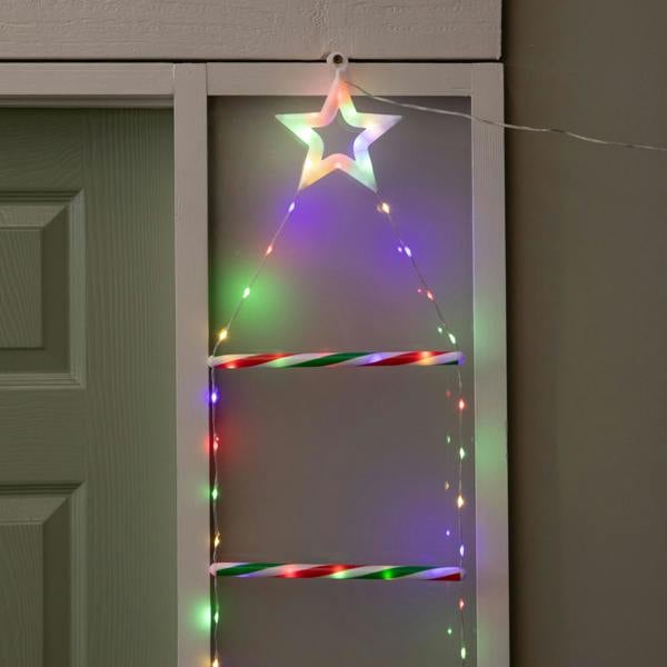 Samuel Alexander 1.92m Light up Santa Climbing Ladder Christmas Decoration with Multi-Coloured  LEDs