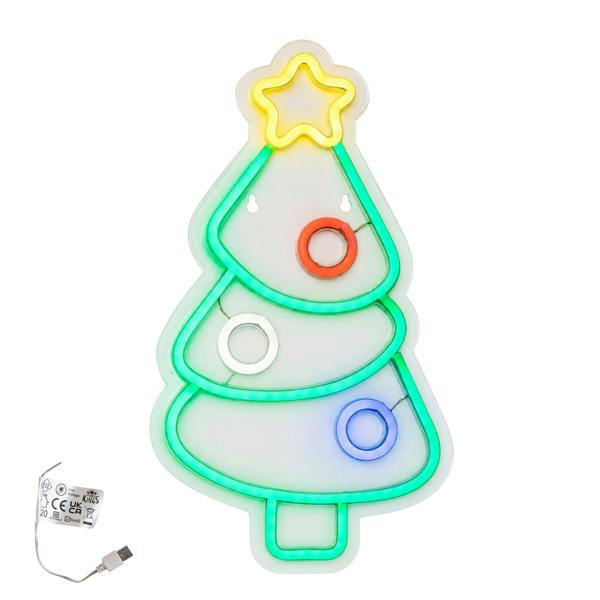 Samuel Alexander 40cm Neon-Style Christmas Tree Light Up Decoration with Multi-Coloured LEDs