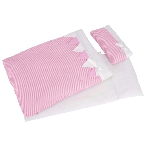 Goki Bedding Set for Dolls (pink stripes)