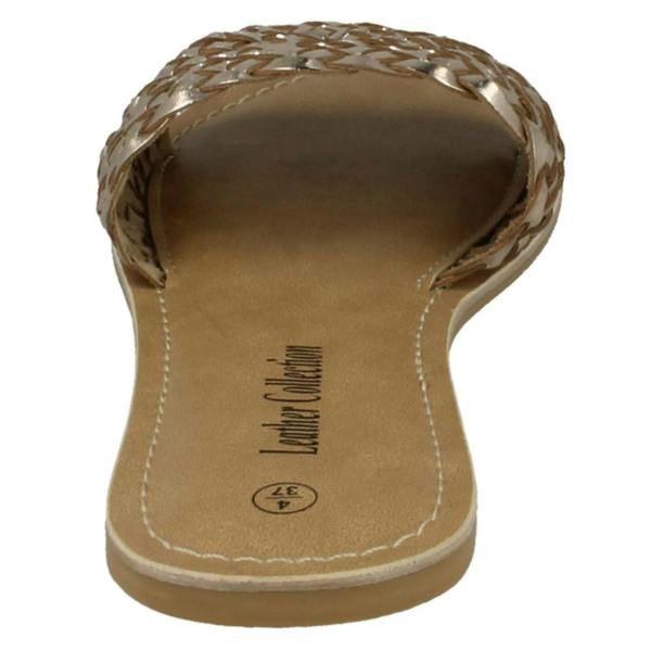 Leather Collection Ladies Leather Collection Flat Weave Mule Sandals