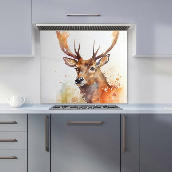 Warren Reed - Designer Majestic Stag Watercolour Kitchen Splashback