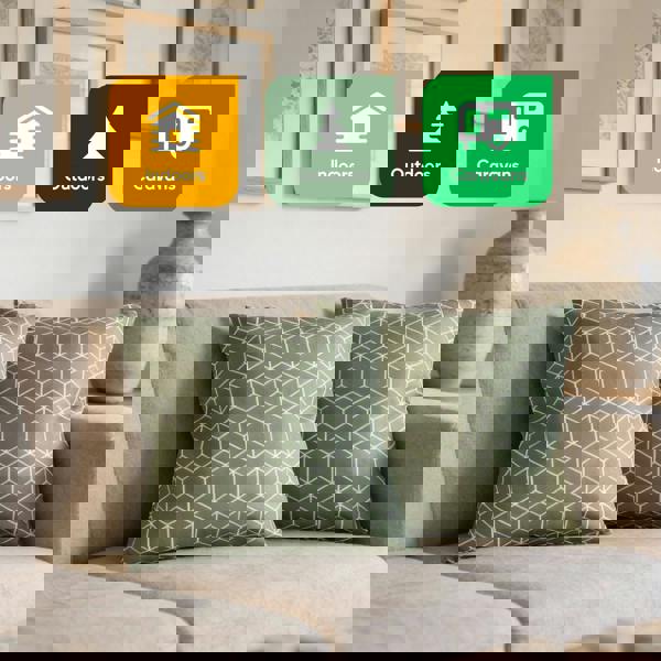 Gardenwize Pair of Outdoor Scatter Cushions – Green Cube Design