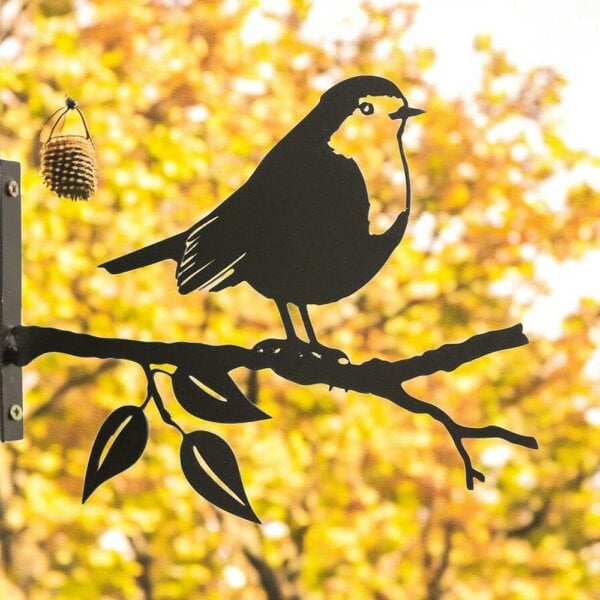 EDH Door Hardware Metal Robin Tree Silhouette – 18cm x 25cm | Decorative Metal Bird Wall Art & Garden Ornament | Hanging Décor for Outdoor