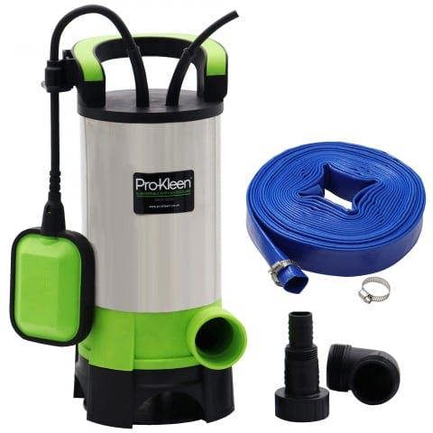 Mylek Pro-Kleen Submersible Water Pump Electric 1100W Stainless Steel with 20m Heavy Duty Hose