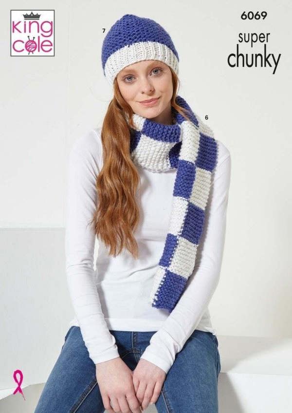 King Cole Celestial Super Chunky Knitting Pattern 6069, Headwear, Scarves for Women, One Size