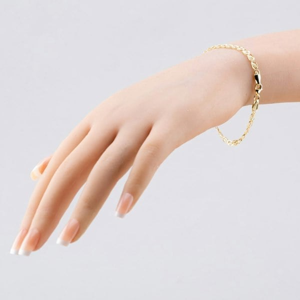 T. H. Baker 9ct Yellow Gold 7.5 Inch Multi Leaf Chain Bracelet BBE019Y