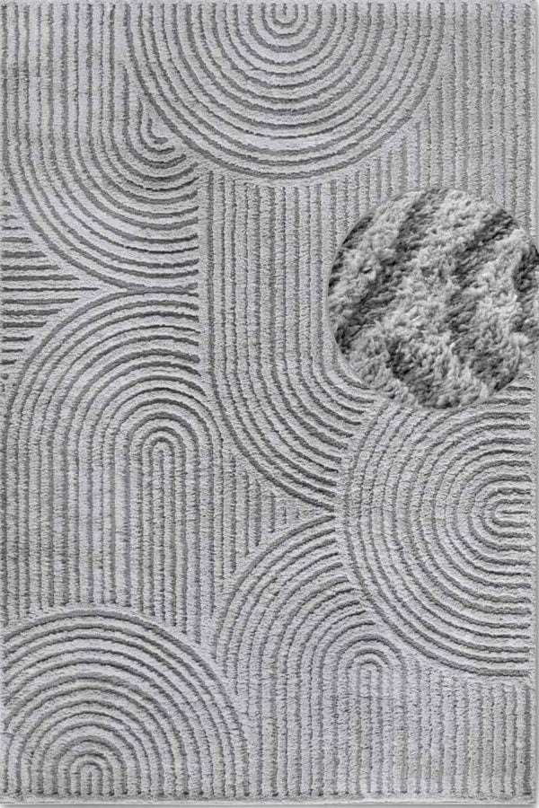 High Pile Grey Rug Chappe – Soft Geometric