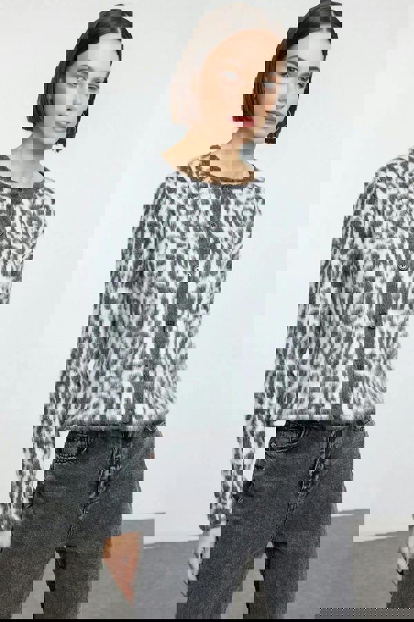 WOVCOR Leopard Print Knit Cardigan