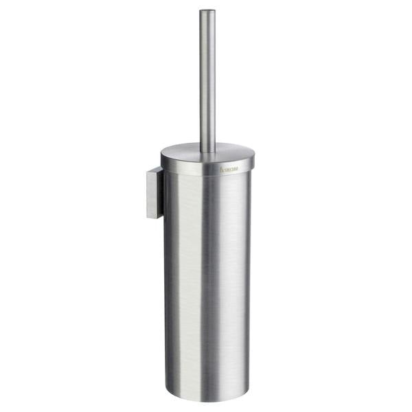 Brushed chrome toilet brush and holder