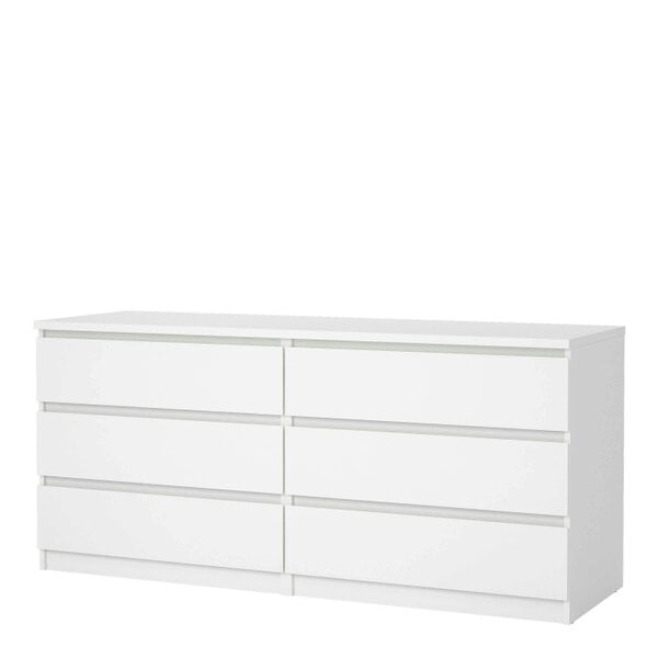 Wyld Haus Budapest White Wooden Wide Chest 6 Drawers