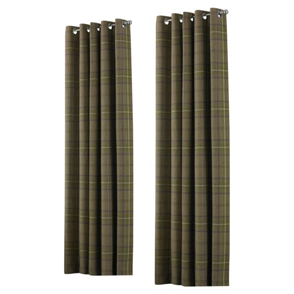 Riva Home Aviemore Checked Pattern Ringtop Curtains - Thistle