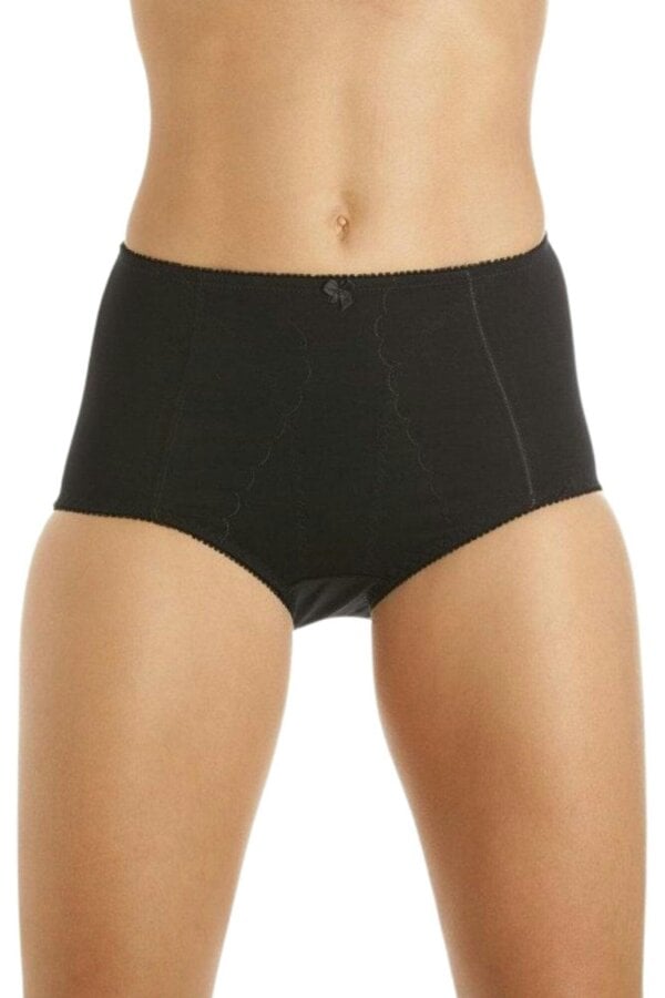 Camille Womens Classic Cotton 3 Pack Control Briefs White - Black