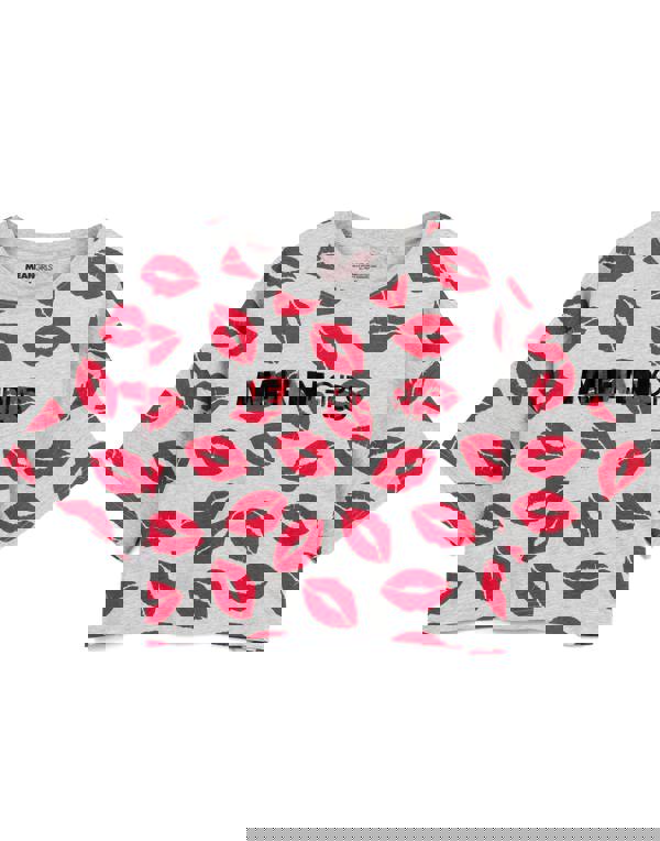 Mean Girls Womens Grey Logo With Kiss All-Over Print Short Sleeve Long Leg Pyjama Set