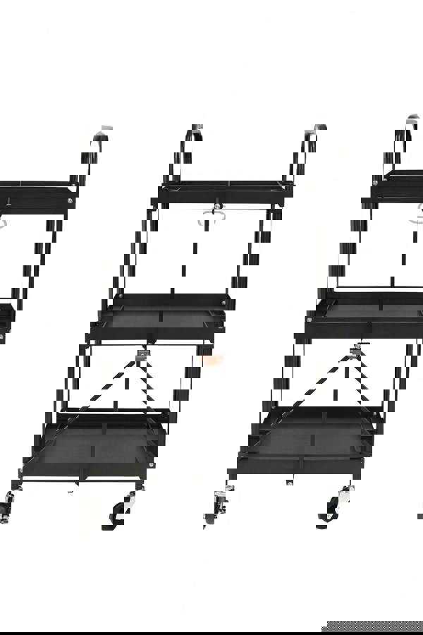 3-Tier Folding Trolley Utility Cart 150LB (Collapsible Tool Storage Lockable Wheels)