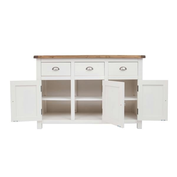 Cabinet Bits Lovere Off White 3 Drawer 3 Door Sideboard Chrome Cup Handle