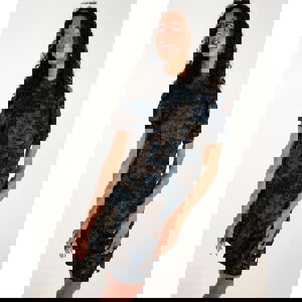 Blue Vanilla High Neck Puff Sleeve Dress