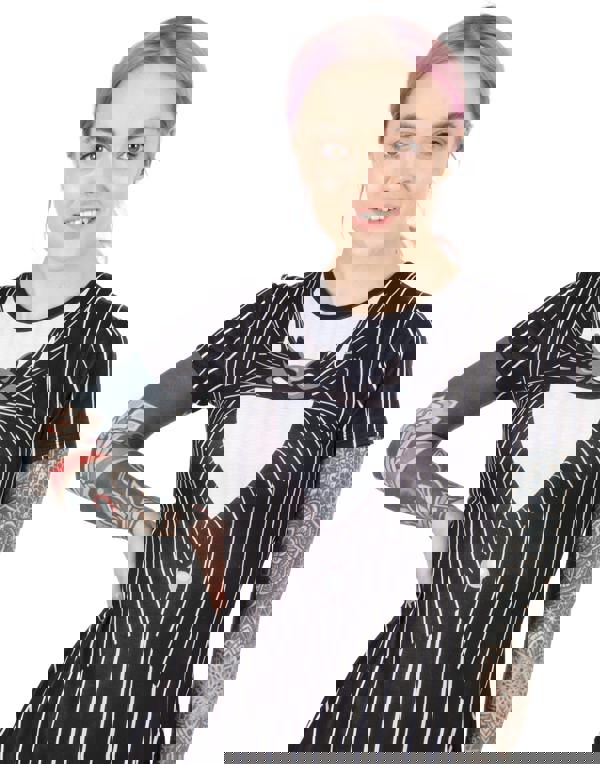 Disney The Nightmare Before Christmas Womens Black Jack Skellington Short Sleeve Skater Dress