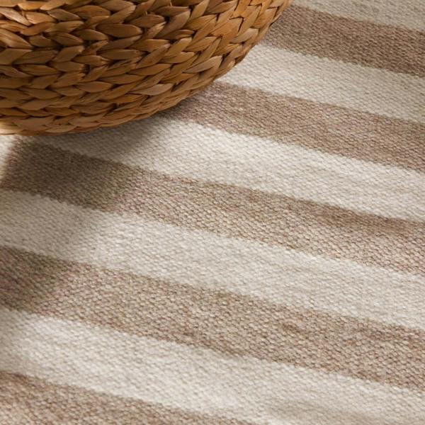 Vika Beige colour wool rug, textured pile, reversible rug, eco-friendly, hand-made rug.