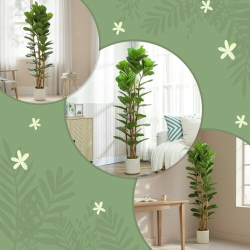 Wyld Haus Racori Artificial Fiddle Leaf Fig Style Tree With Full Canopy 180cm Green