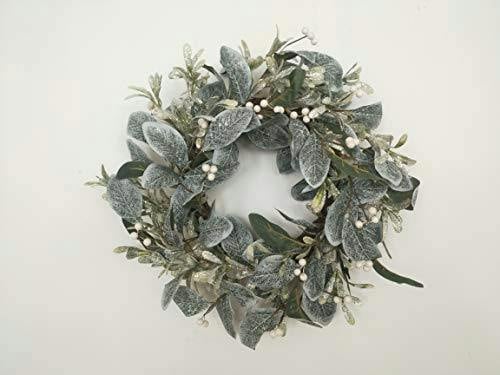 55cm Artificial Snowy Leaves, White Berries and Glittered Flowers Christmas Wreath for Door Display image 8