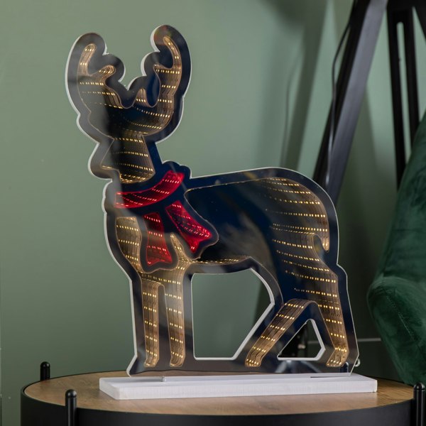 Samuel Alexander 40cm Light up Reindeer Christmas Infinity Light with Red and Warm White LEDs