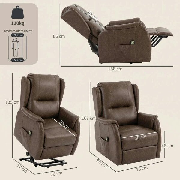 Power Lift Recliner Chair, Dual Motor Electric Lift Chair for Elderly with Remote Control, Brown