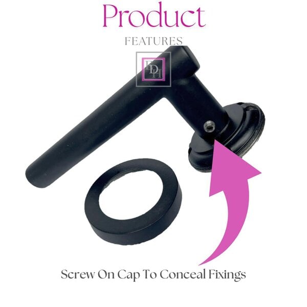 EDH Door Hardware Matt Black T Bar Door Handles on Round Rose – Straight Lever Handle 6 Pairs