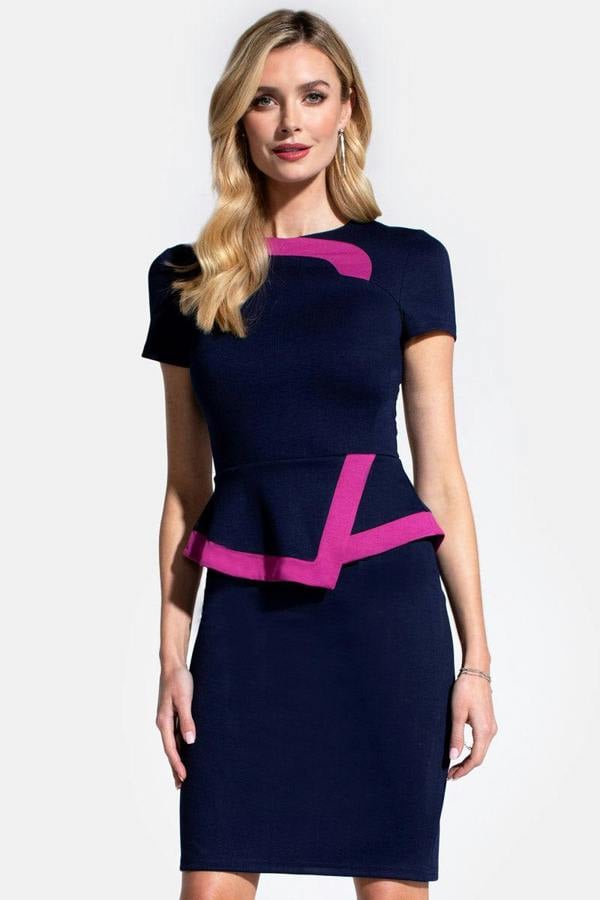 HotSquash Peplum Dress with Contrast Trim