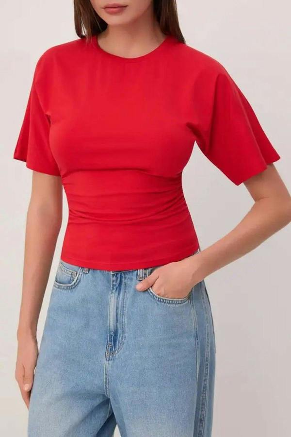 Wardrobe Essentials Fitted Short Sleeve Stretch Knit T-Shirt