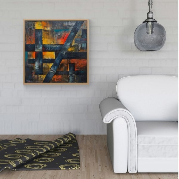 Warren Reed Geometric Interplay: Abstract Patterns Framed Canvas