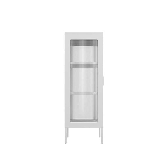 Wyld Haus Bramblewood White Metal Steel Cabinet 2 Glass Door 3 Shelves