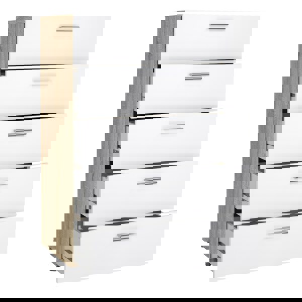 Furniture To Go Pepe Chest of 5 Drawers in Oak with White High Gloss