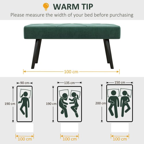 Wyld Haus Mazuka Green  End Of Bed Bench With X Frame Black Metal Legs Geometric Pattern