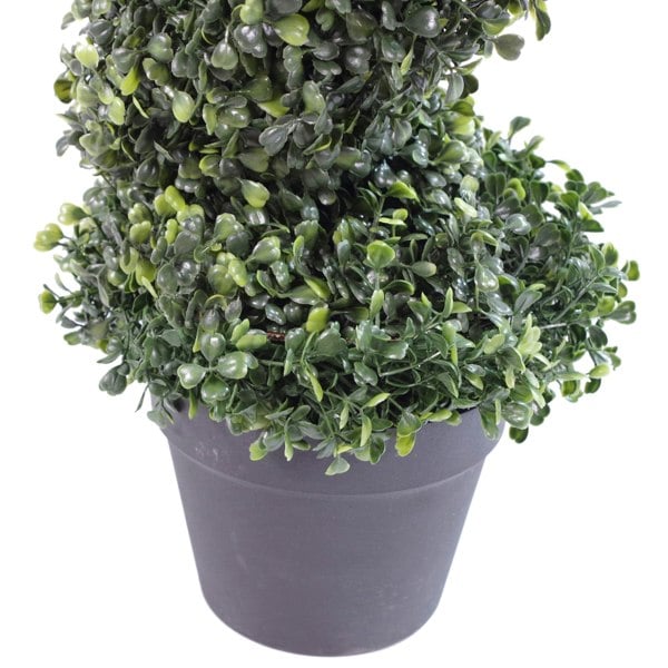 Leaf Pair of 120cm (4ft) Tall Artificial Boxwood Tower Trees Topiary Spiral Metal Top