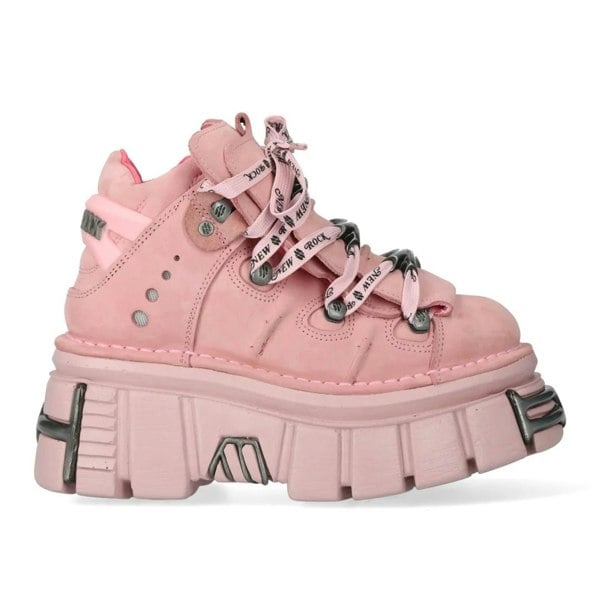 New Rock M-106-C158 Pink Platform Gothic Punk Ankle Boots