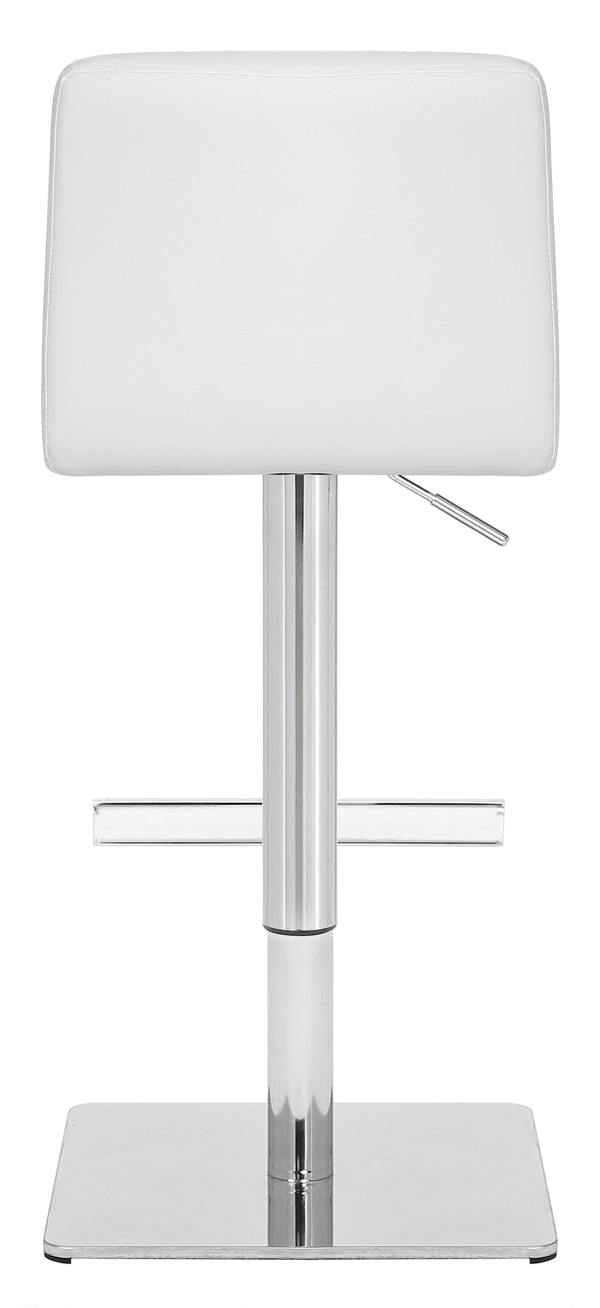 Lamboro Luscious Deluxe Breakfast Bar Stool, Chrome Footrest, Adjustable Swivel Gas Lift, Home Bar & Kitchen Faux-Leather Barstool, White