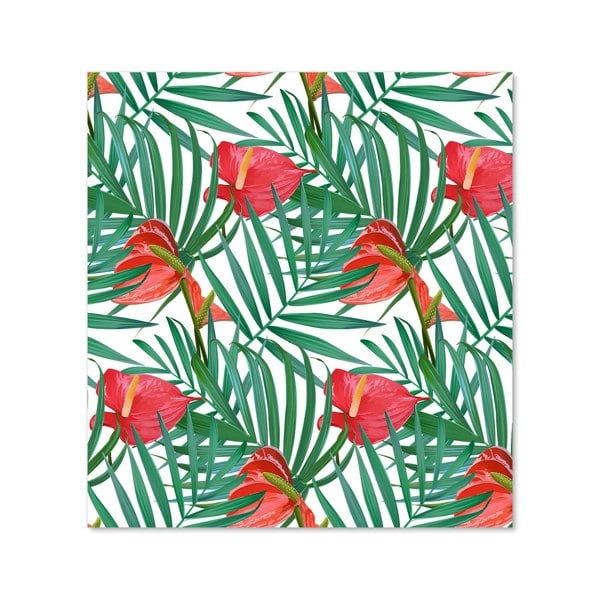 Warren Reed - Designer Tropical Flowers And Palm Leaves Kitchen Splashback