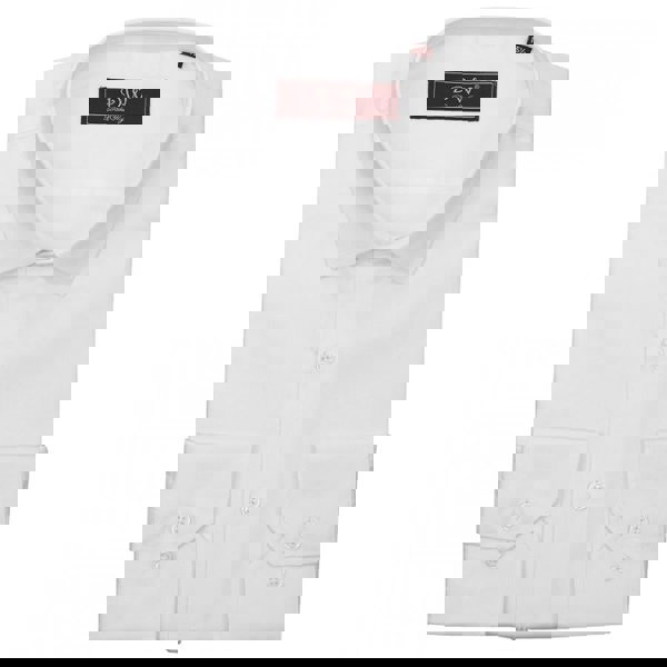 David WeJ Classic Collar Button Cuff Fine Twill Shirt - White