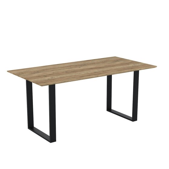 Wyld Haus Sazzuma Rectangular Wooden Dining Table Industrial Black Metal Legs