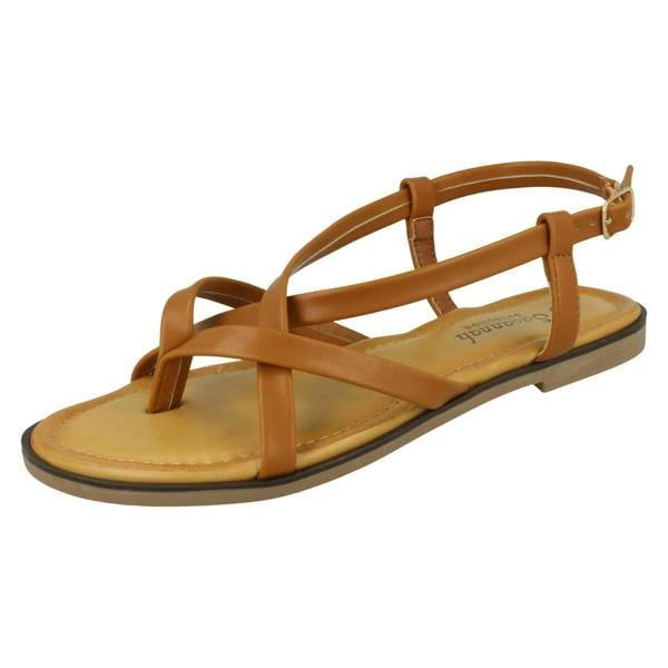 Savannah Ladies Savannah Flat Strappy Toepost Sandal with Buckle Strap F00444