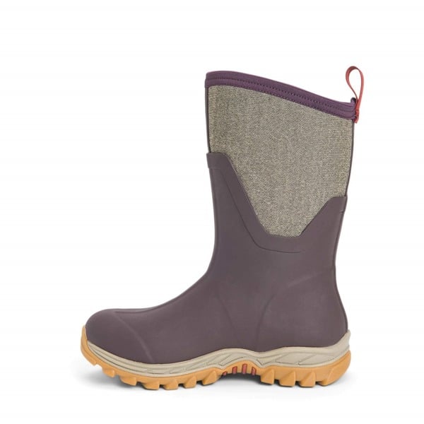 Muck Boots Women's Arctic Sport Mid Pull On Wellies - Wine herringbone print