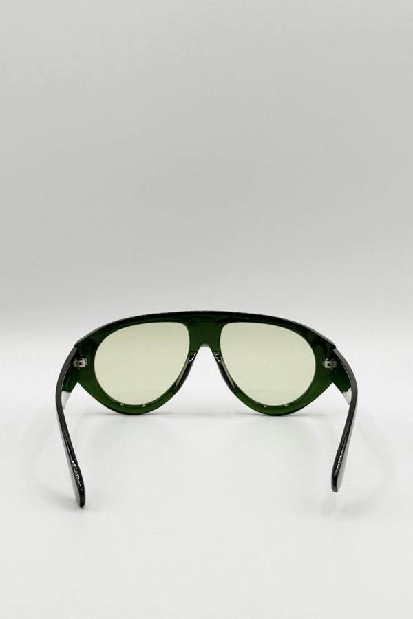 SVNX Oversized Bold Aviator Sunglasses in Green