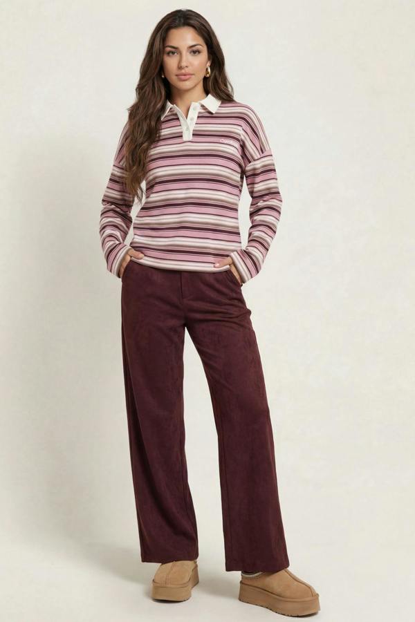 Urban Bliss Stripe Rugby Shirt Pink