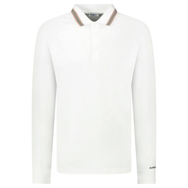 Burberry 'Hartford' Striped Check Long Sleeve Polo White - chancefashionco