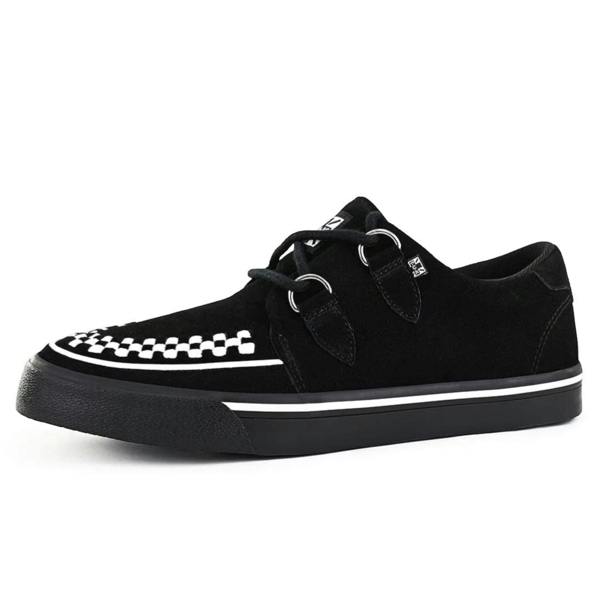 TUK Footwear TUK Pointed Creeper Sneaker Black White Suede Platform Shoes - A9182