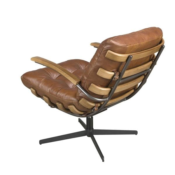 Angel Cerdá Dark brown leather and walnut swivel armchair 5154